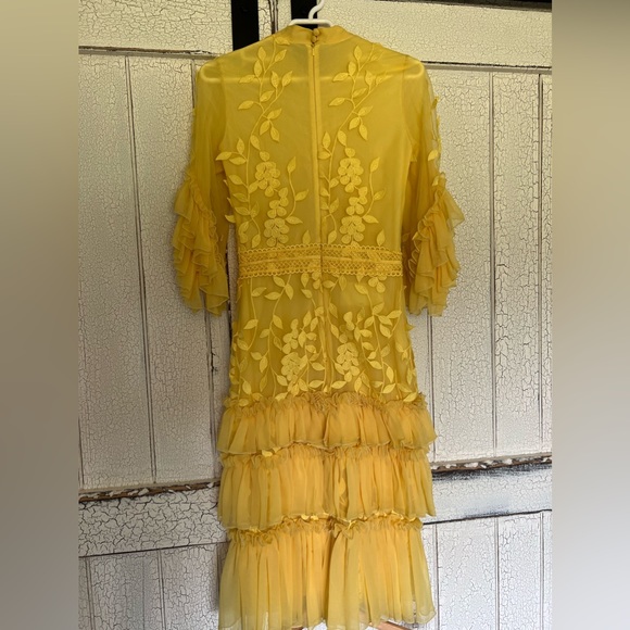 Gorgeous yellow tiered Costarellos dress - Picture 6 of 11